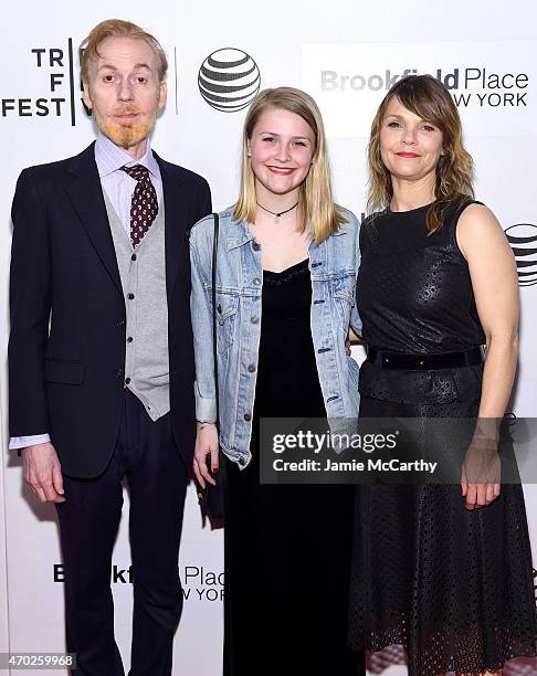 Actor Timothy Doyle, Maeve Elsbeth Erbe Kinney, and actress Kathryn Erbe attend the premiere of "Tumbledown" during the 2015 Tribeca Film Festival at...