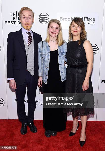 Actor Timothy Doyle, Maeve Elsbeth Erbe Kinney, and actress Kathryn Erbe attend the premiere of "Tumbledown" during the 2015 Tribeca Film Festival at...