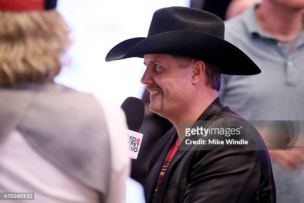 Singer-songwriter John Rich speaks at the Red Carpet Radio presented by Westwood One Radio during the 50th Academy of Country Music Awards at...