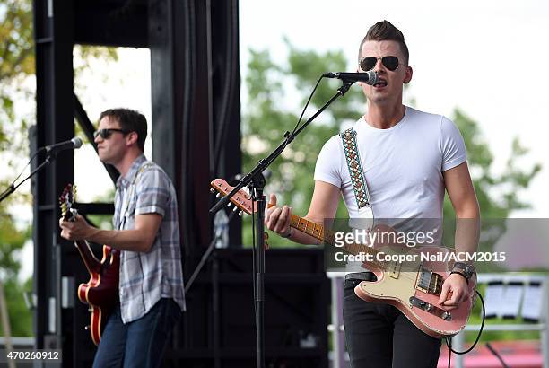 Singer-songwriter Chase Bryant performs onstage during the ACM Party For A Cause Festival at Globe Life Park in Arlington on April 18, 2015 in...