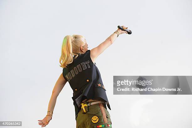 Singer-songwriter Gwen Stefani of No Doubt performs onstage during Global Citizen 2015 Earth Day on National Mall to end extreme poverty and solve...