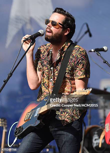 Musician Brad Tursi of Old Dominion performs onstage during the ACM Party For A Cause Festival at Globe Life Park in Arlington on April 18, 2015 in...
