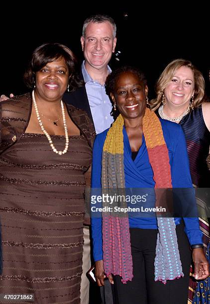 Suzan Johnson Cook, Mayor Bill de Blasio, Chirlane McCray and Abigail Disney attend the premiere of "The Armor Of Light" during the 2015 Tribeca Film...