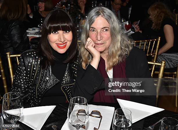 Karen O and Patti Smith attend the 30th Annual Rock And Roll Hall Of Fame Induction Ceremony at Public Hall on April 18, 2015 in Cleveland, Ohio.