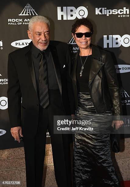 Musician Bill Withers and Marcia Johnson attend the 30th Annual Rock And Roll Hall Of Fame Induction Ceremony at Public Hall on April 18, 2015 in...