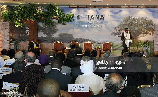 Ethiopian Prime Minister Hailemariam Desalegn delivers a speech at the 4th Tana High-Level Forum on Security in Africa held in Bahir Dar city on...