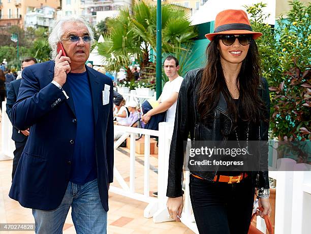 Flavio Briatore and his wife Elisabetta Gregoraci attend the ATP Masters Series Rolex at Monte-Carlo Sporting Club on April 18, 2015 in Monte-Carlo,...