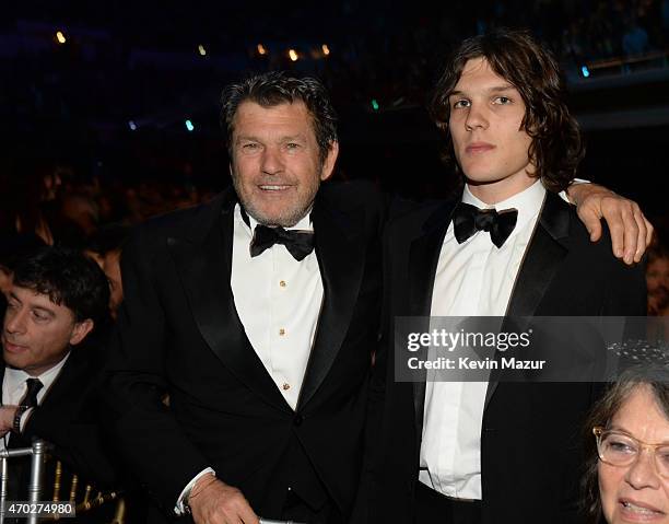Jann Wenner and Theo Wenner attend the 30th Annual Rock And Roll Hall Of Fame Induction Ceremony at Public Hall on April 18, 2015 in Cleveland, Ohio.