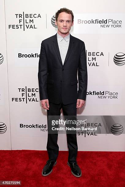 Actor Anton Yelchin attends the premiere of "The Driftless Area" during the 2015 Tribeca Film Festival at BMCC Tribeca PAC on April 18, 2015 in New...