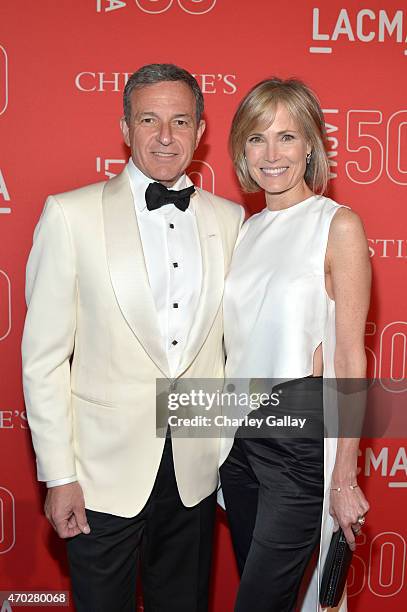 Walt Disney Company Chairman/CEO Robert Iger and LACMA Trustee Willow Bay attend the LACMA 50th Anniversary Gala sponsored by Christie's at LACMA on...