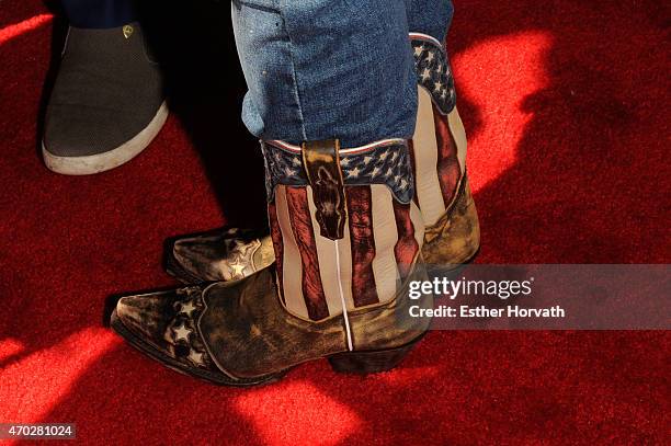 Roseanne Barr, shoe detail, attends the world premiere documentary: "Roseanne For President!" during the 2015 Tribeca Film Festival at SVA Theatre 1...