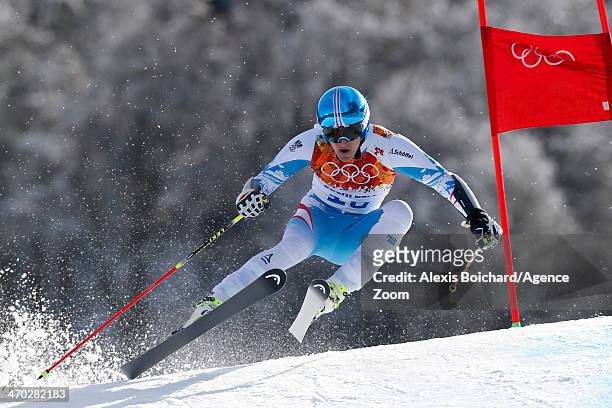 Matthias Mayer of Austria competes during the Alpine Skiing Men's Giant Slalom at the Sochi 2014 Winter Olympic Games at Rosa Khutor Alpine Centre on...