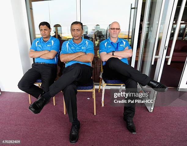 Field umpires watch the match during the ICC - U19 CWC match between Australia - U19 and Bangladesh - U19 played at the Sheikh Zayed cricket stadium...