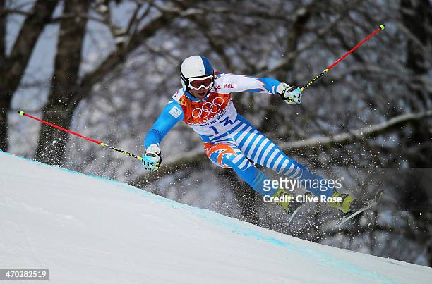 Marcus Sandell of Finland in action during the Alpine Skiing Men's Giant Slalom on day 12 of the Sochi 2014 Winter Olympics at Rosa Khutor Alpine...
