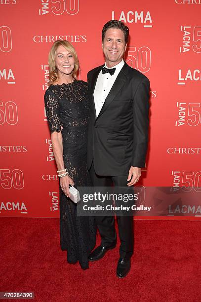 Producer Steven Levitan and Krista Levitan attend the LACMA 50th Anniversary Gala sponsored by Christie's at LACMA on April 18, 2015 in Los Angeles,...