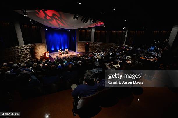 Wide view of Writer Peter Guralnick interviewing Producer Rick Hall at "The Man From Muscle Shoals: Rick Hall in Conversation with Peter Guralnick"...