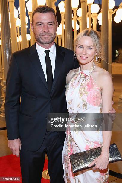 Actors Liev Schreiber and Naomi Watts attend the LACMA 50th Anniversary Gala sponsored by Christie's at LACMA on April 18, 2015 in Los Angeles,...