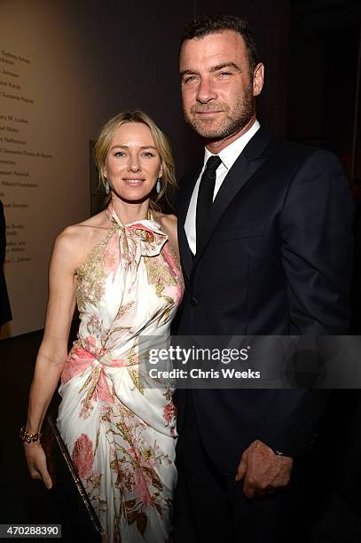 Actors Naomi Watts and Liev Schreiber attend LACMA's 50th Anniversary Gala sponsored by Christie's at LACMA on April 18, 2015 in Los Angeles,...