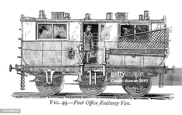 post office railway van - old post office stock illustrations