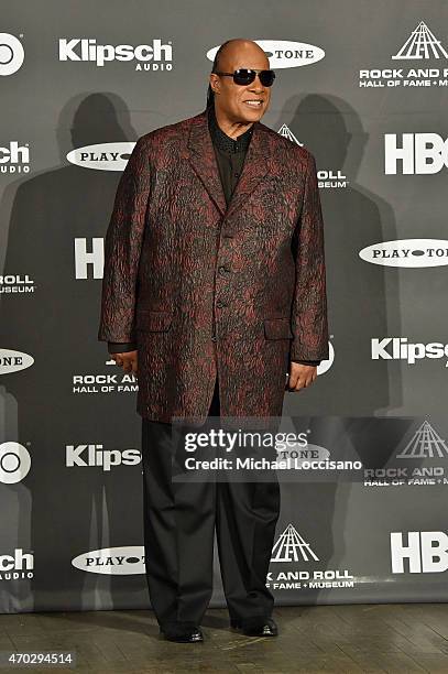 Stevie Wonder attends the 30th Annual Rock And Roll Hall Of Fame Induction Ceremony at Public Hall on April 18, 2015 in Cleveland, Ohio.