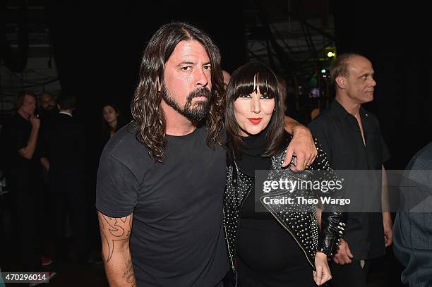 Dave Grohl and Karen O attend the 30th Annual Rock And Roll Hall Of Fame Induction Ceremony at Public Hall on April 18, 2015 in Cleveland, Ohio.
