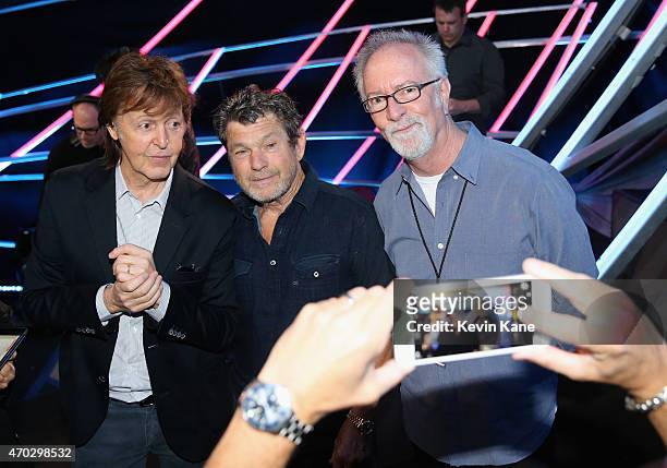 Paul McCartney, Jann Wenner, and Gary Goetzman attend the 30th Annual Rock And Roll Hall Of Fame Induction Ceremony at Public Hall on April 18, 2015...