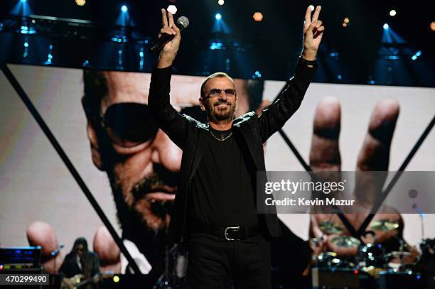 Ringo Starr performs onstage during the 30th Annual Rock And Roll Hall Of Fame Induction Ceremony at Public Hall on April 18, 2015 in Cleveland, Ohio.