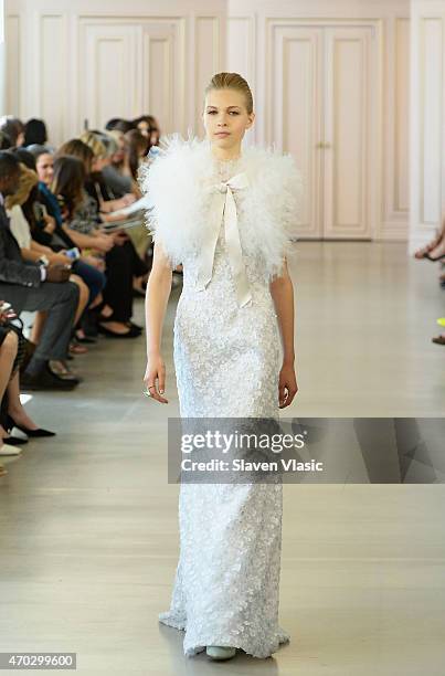 Model walks the runway at Oscar De La Renta Bridal Spring/Summer 2016 Runway Show at Oscar de la Renta Boutique on April 18, 2015 in New York City.