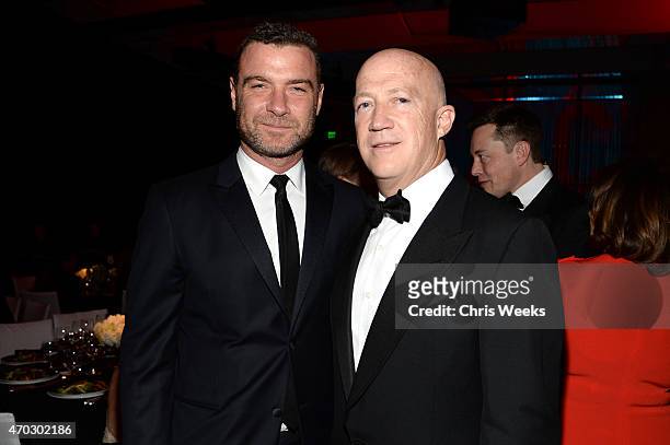 Actor Liev Schreiber and LACMA Trustee Bryan Lourd attend LACMA's 50th Anniversary Gala sponsored by Christie's at LACMA on April 18, 2015 in Los...