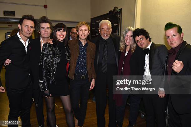 Mike Dirnt, Nick Zinner, Karen O, Beck, Bill Withers, Patti Smith, Billie Joe Armstrong and Tr,e Cool attend the 30th Annual Rock And Roll Hall Of...