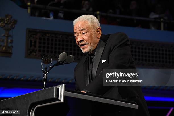 Bill Withers speaks onstage during the 30th Annual Rock And Roll Hall Of Fame Induction Ceremony at Public Hall on April 18, 2015 in Cleveland, Ohio.