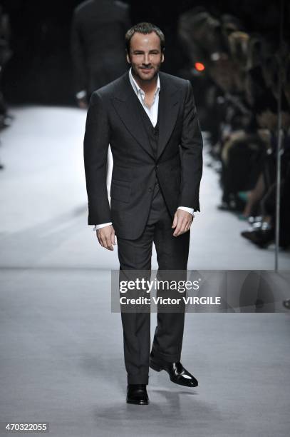 Tom Ford walks the runway at the Tom Ford show at London Fashion Week AW14 at The Lindley Hall on February 17, 2014 in London, England.