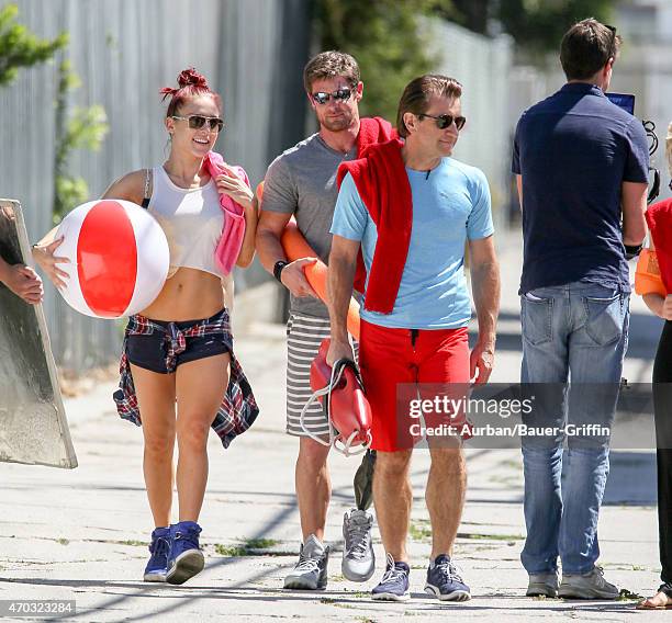 Sharna Burgess, Noah Galloway and Robert Herjavec are seen in Hollywood on April 18, 2015 in Los Angeles, California.