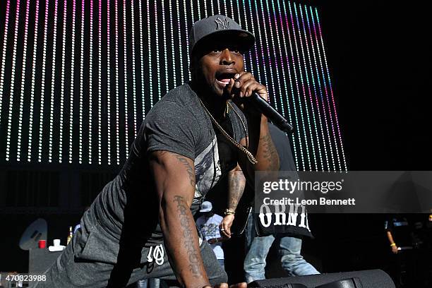 Freekey Zekey performs during 93.5 FM KDAY's 6th Annual Krush Groove at The Forum on April 18, 2015 in Inglewood, California.