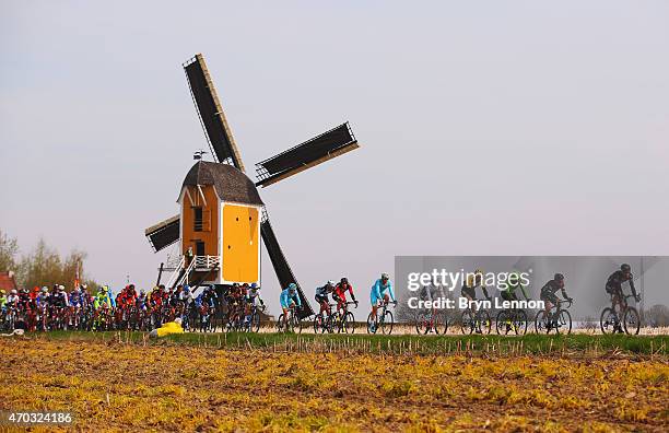 Georg Preidler of Austria and Team Giant-Alpecin leads the peloton during the 50th edition of the Amstel Gold Race on April 19, 2015 in Maastricht,...
