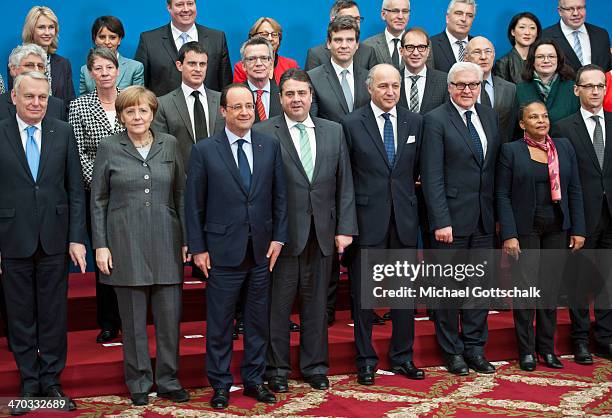 French Primeminister Jean-Marc Ayrault, German Chancellor Angela Merkel, French President Francois Hollande, German Economy Minister and Vice...