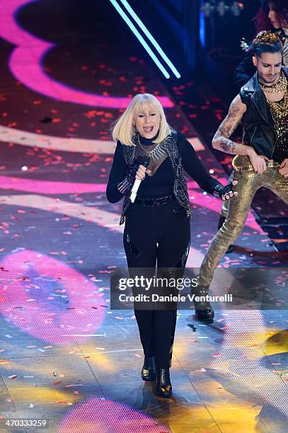 Raffaella Carra attends the opening night of the 64th Festival di Sanremo 2014 at Teatro Ariston on February 18, 2014 in Sanremo, Italy.