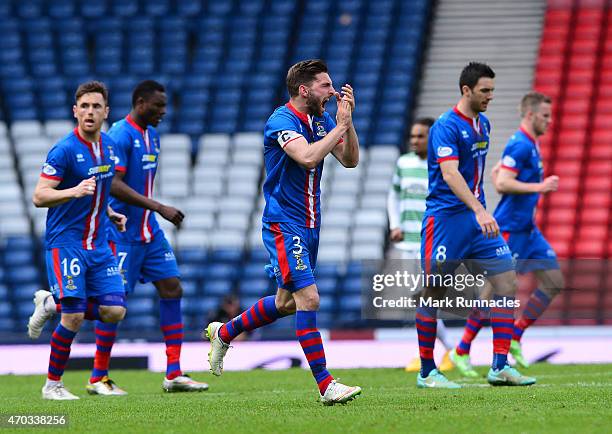 Graeme Shinnie , of Inverness Caledonian Thistle celebrates Greg Tansey's goal in the second half during the William Hill Scottish Cup Semi Final...