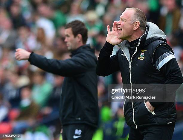 Inverness Caledonian Thistle manager John Hughes watches on during the William Hill Scottish Cup Semi Final match between Inverness Caledonian...