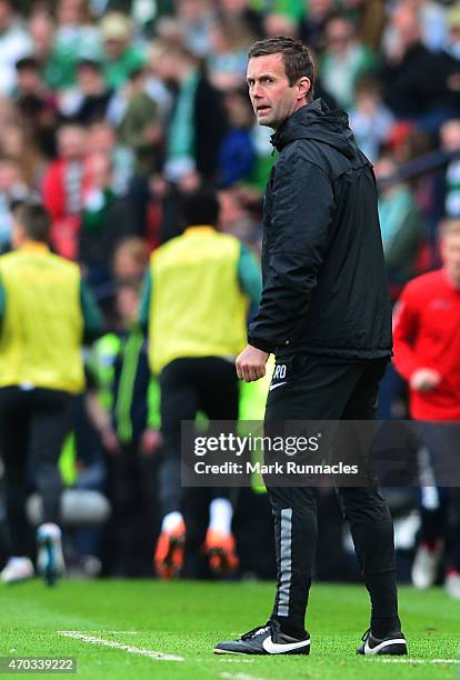 Celtic manager Ronny Deila watches on during the William Hill Scottish Cup Semi Final match between Inverness Caledonian Thistle and Celtic at Hamden...