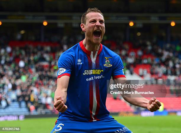 Gary Warren of Inverness Caledonian Thistle celebrates his teams victory over Celtic at full time, during the William Hill Scottish Cup Semi Final...