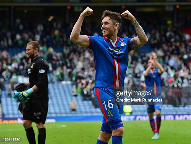 Greg Tansey of Inverness Caledonian Thistle celebrates his teams victory over Celtic at full time, during the William Hill Scottish Cup Semi Final...