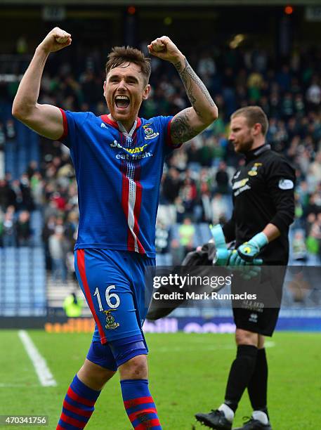 Greg Tansey of Inverness Caledonian Thistle celebrates his teams victory over Celtic at full time, during the William Hill Scottish Cup Semi Final...