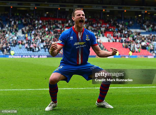 Gary Warren of Inverness Caledonian Thistle celebrates his teams victory over Celtic at full time, during the William Hill Scottish Cup Semi Final...