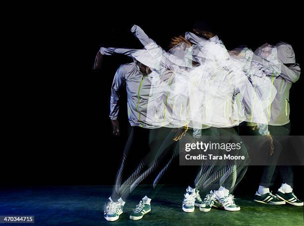 multiple exposure on urban man dancing