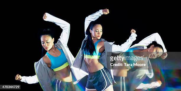 sports woman exercising with different poses - multiple images stock pictures, royalty-free photos & images