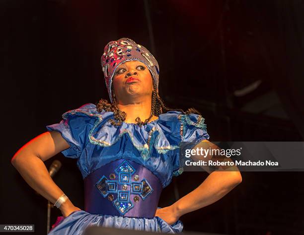 Faces of Yemaya: Dailyn Martinez dances Yemayawhich in Santeria is the Yorùbá Orisha or Goddess of the living Ocean, seen during the concert of David...