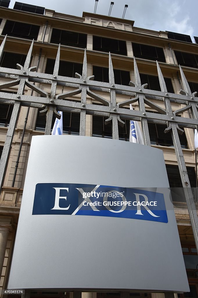 Exor Loggo The logo of Italian-based investment company Exor controlled by the ...
