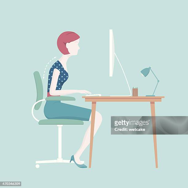 bad sitting posture - occupational safety and health stock illustrations