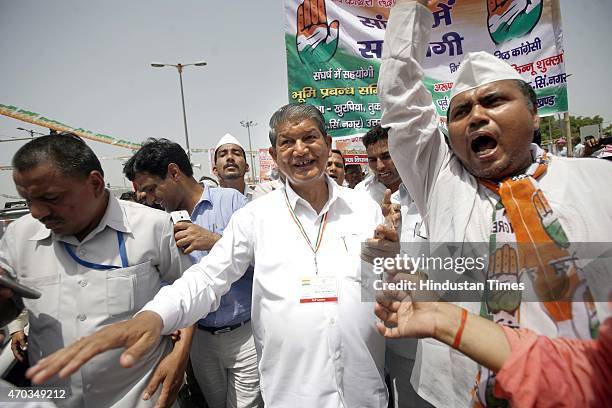 Congress leader Harish Rawat during the farmers rally of Congress President Sonia Gandhi to galvanise protests against National Democratic Alliance's...